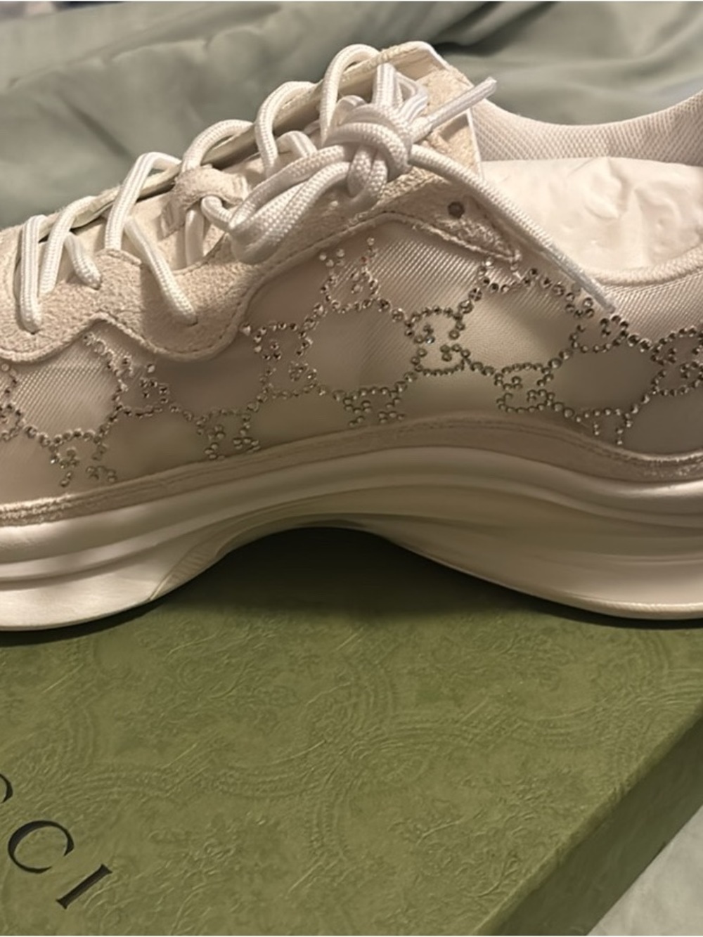 Gucci White Crystal-Embellished Women’s Sneaker